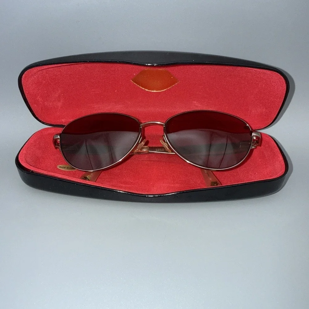 Lulu Guinness Authentic Sunglasses L1115 Vintage Metal Cateye Frames & Lulu Case